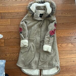 Guess Coat, Youth size 10 adorable detailed patches EUC